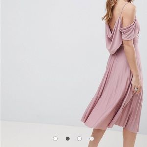 Pink ASOS Satin Midi Dress (size 6)